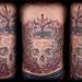 Tattoos - Black and Gray Skull with Red Roses - 58142